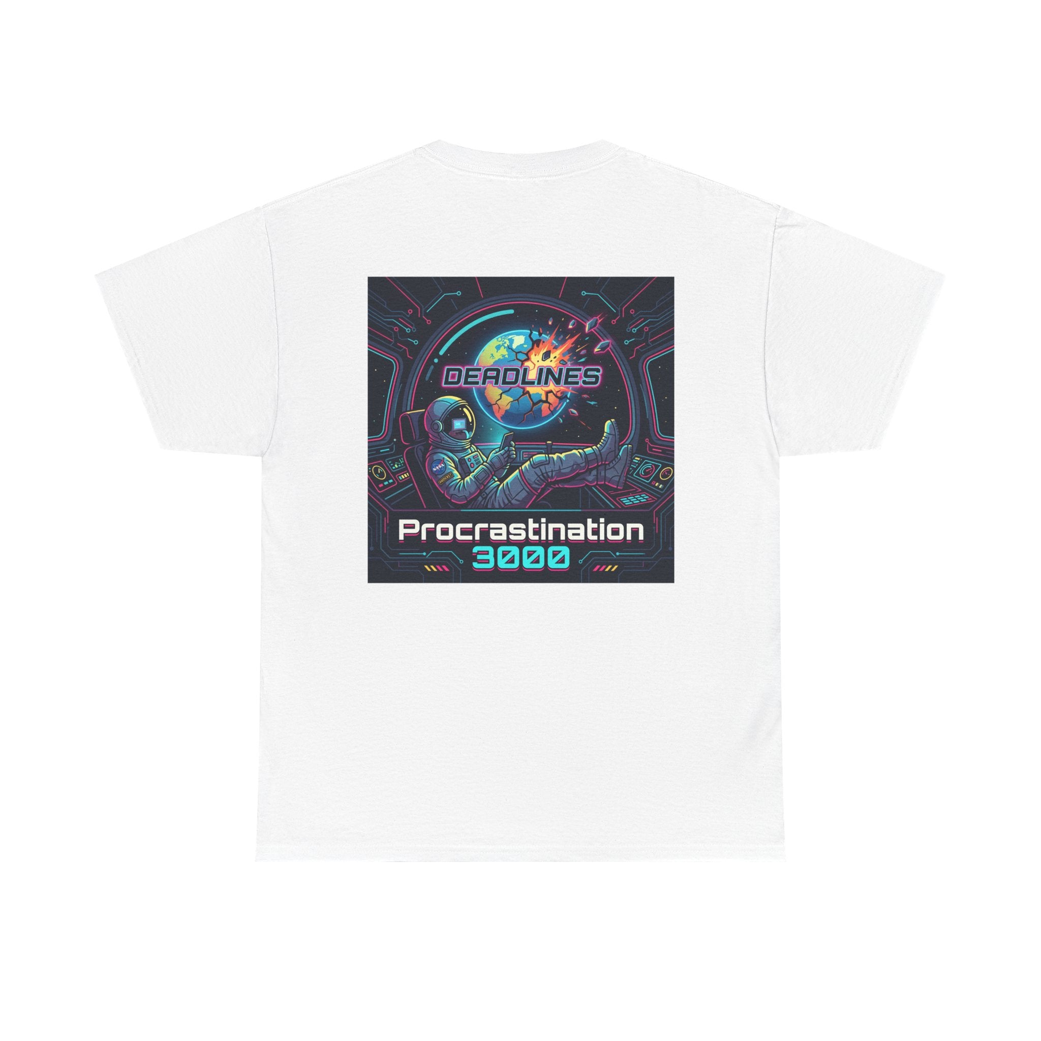 Procrastination 3000 Tee — Retro Futuristic Space Humor T-Shirt