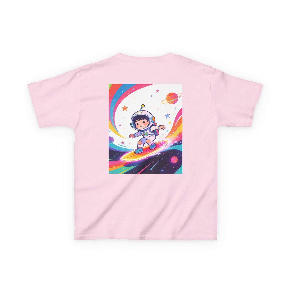 Kids Tee — Rainbow Space Surfing Astronaut Graphic