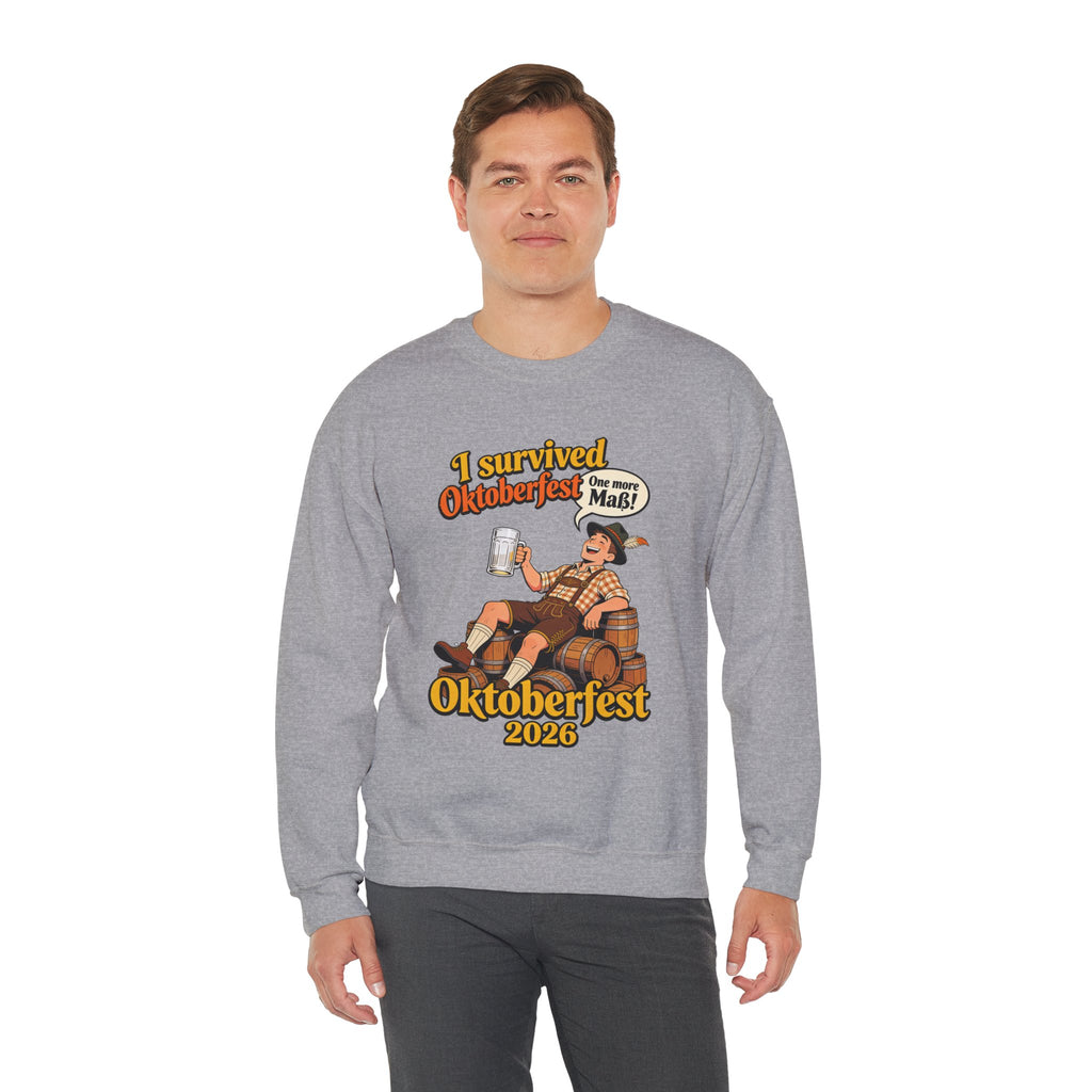 Oktoberfest 2026 Sweatshirt – "I Survived Oktoberfest" Vintage Beer Crewneck