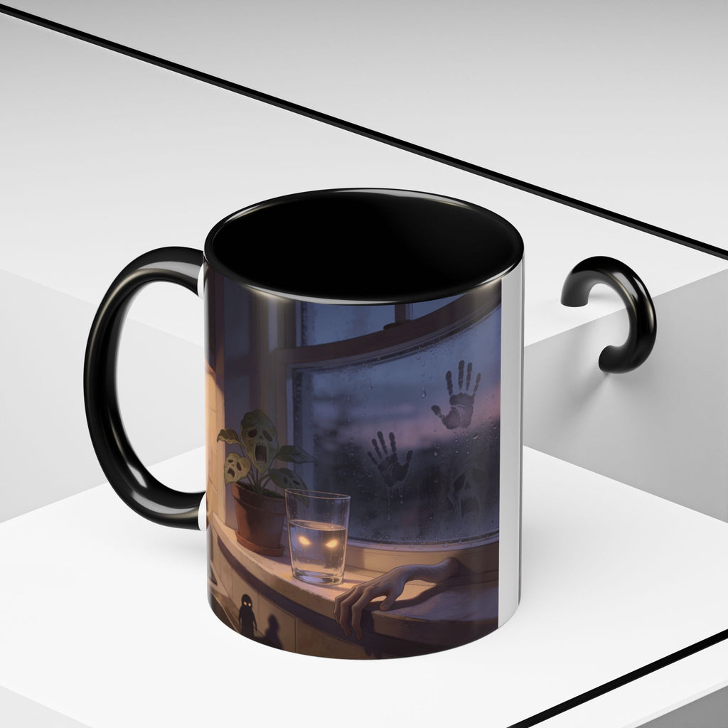 Spooky Window Handprints Mug – Halloween Ceramic Coffee Cup