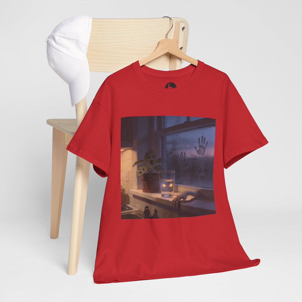 Stimmungsvolles Twilight-Fenster T-Shirt – Cozy Sunset Grafik-Shirt