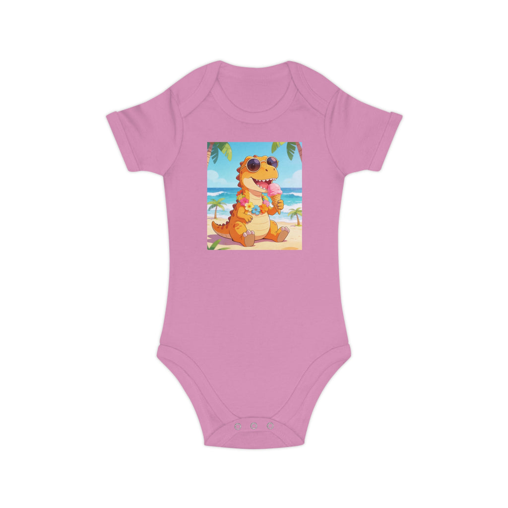 Tropical Dino Baby Bodysuit — Cute Beach Dinosaur Infant One-Piece