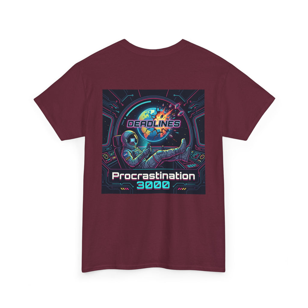 Procrastination 3000 Tee — Retro Futuristic Space Humor T-Shirt