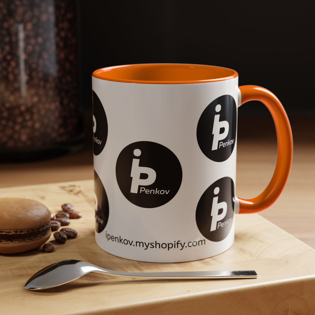Kaffeetasse mit Logo-Muster-Akzent – IPenkov-Keramiktasse (11/15 oz)