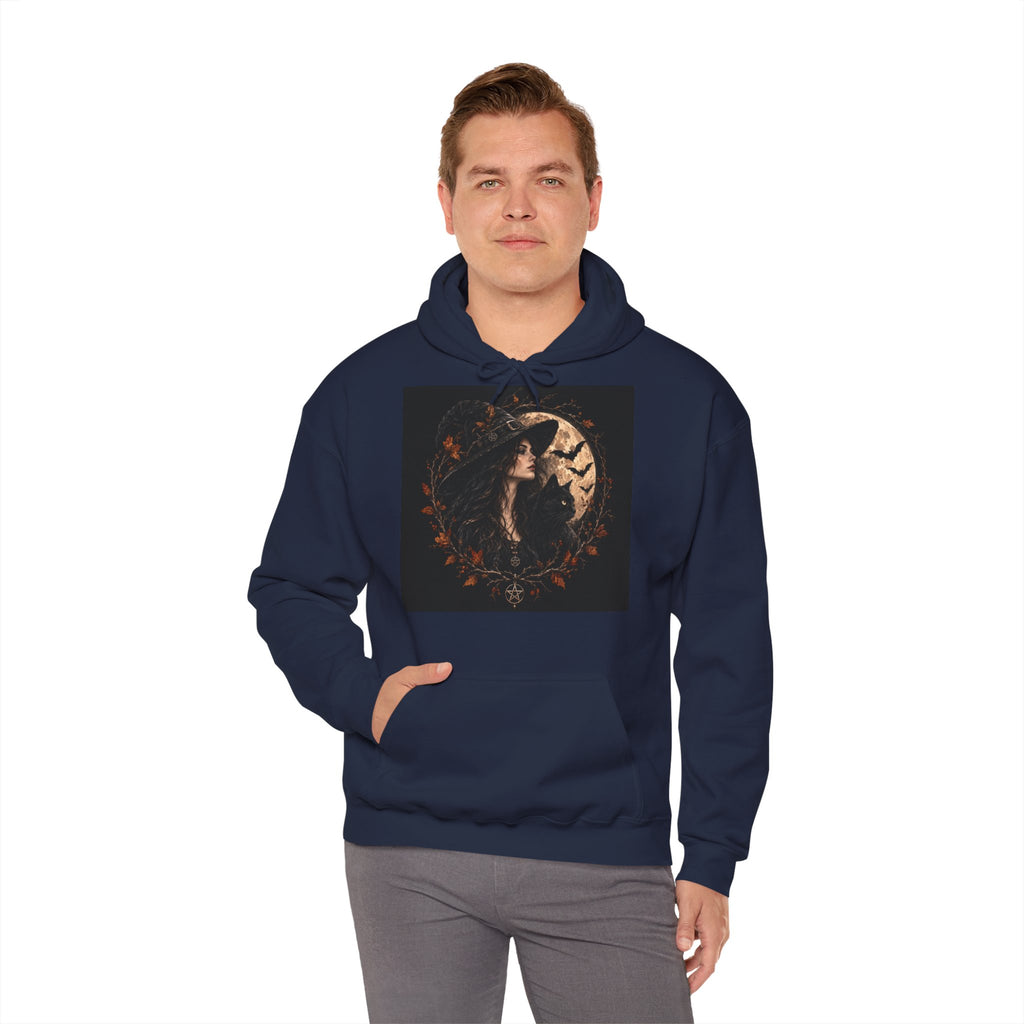 Autumn gothic witch hoodie with moon and dark romantic artwork