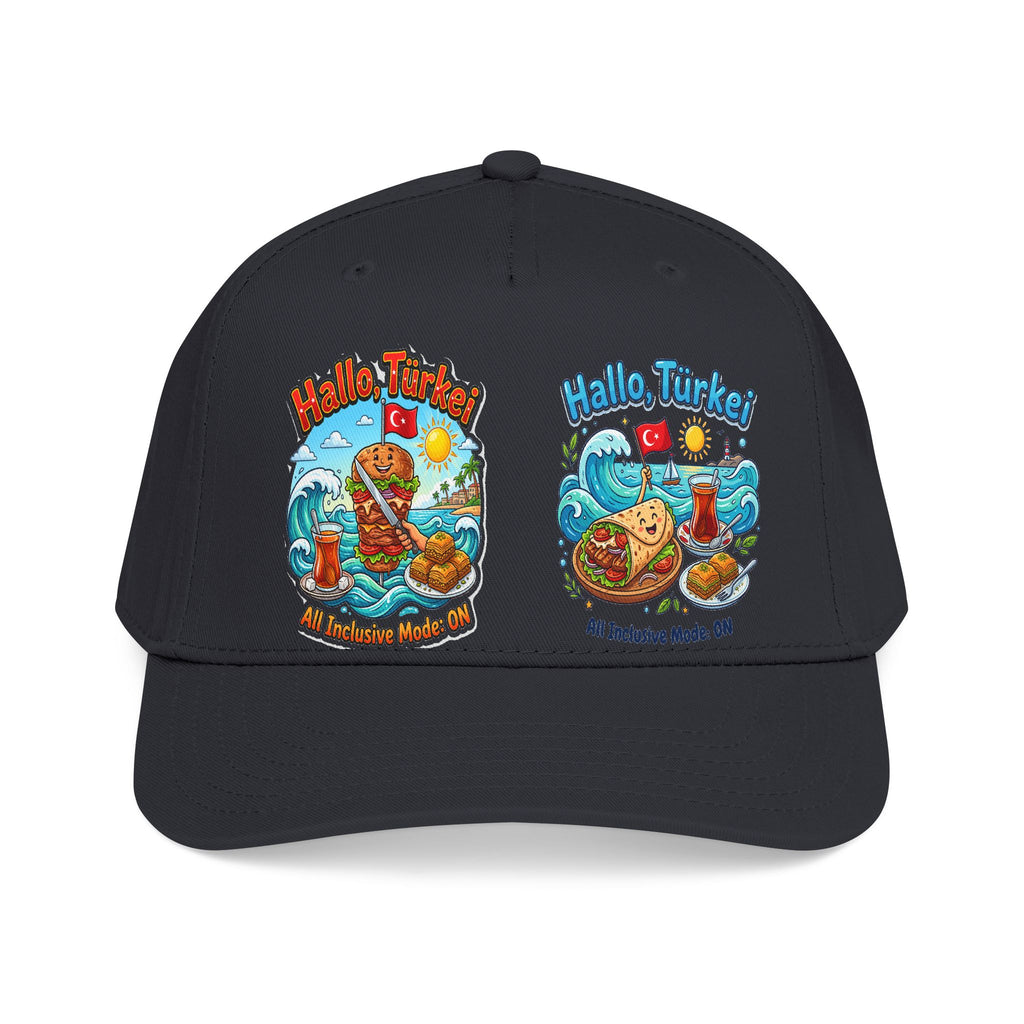 Hallo Turkey Beach Baseball Cap — Tropical Thanksgiving Vacation Vibe