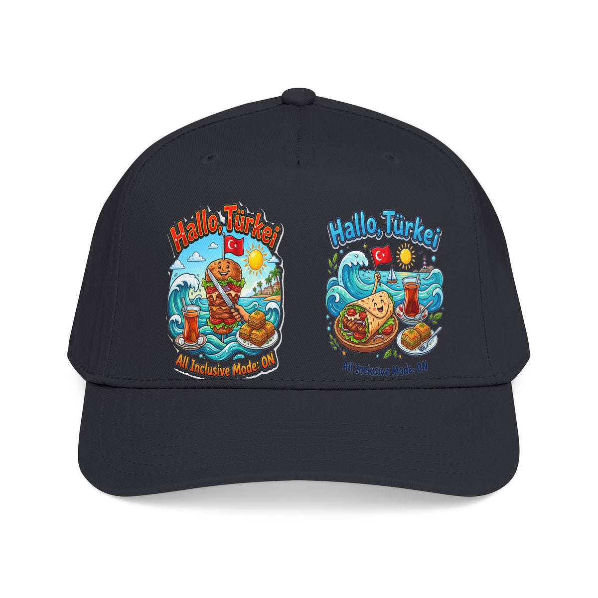 Hallo Turkey Beach Baseball Cap — Tropical Thanksgiving Vacation Vibe