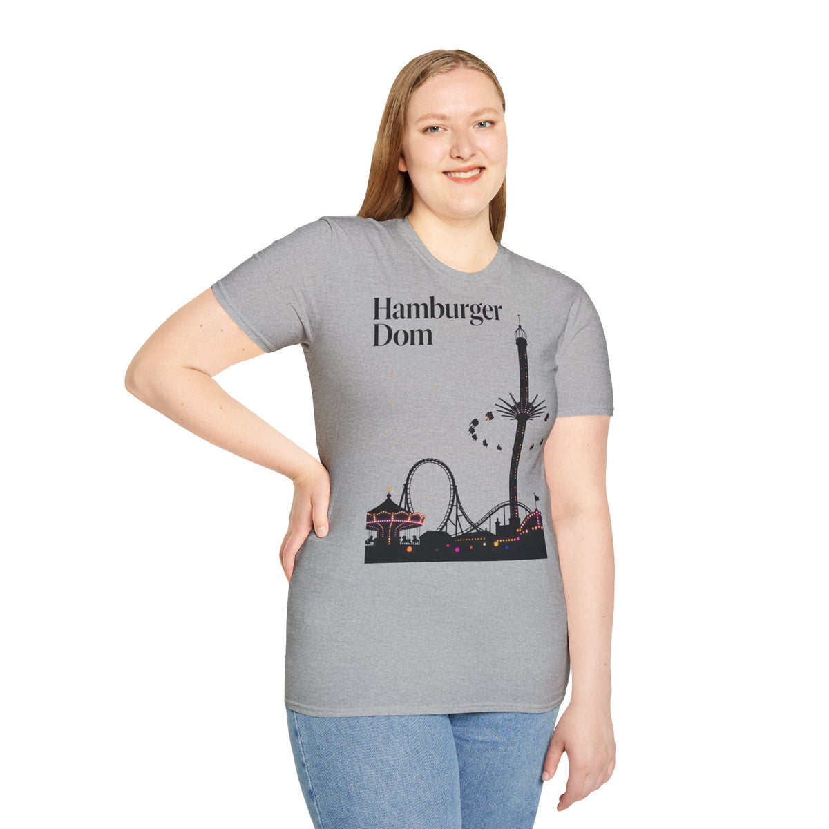 Hamburger Dom Skyline-T-Shirt – T-Shirt mit Fahrgeschäfts-Silhouette