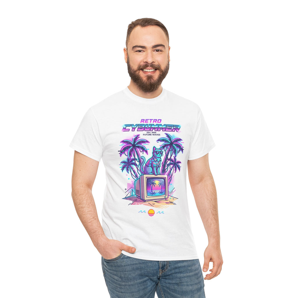 Retro Cyberwave Tee — Vaporwave Palm Trees & Vintage Computer Graphic