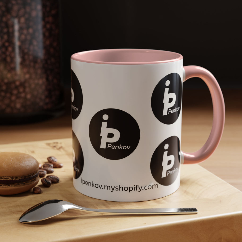 Kaffeetasse mit Logo-Muster-Akzent – IPenkov-Keramiktasse (11/15 oz)