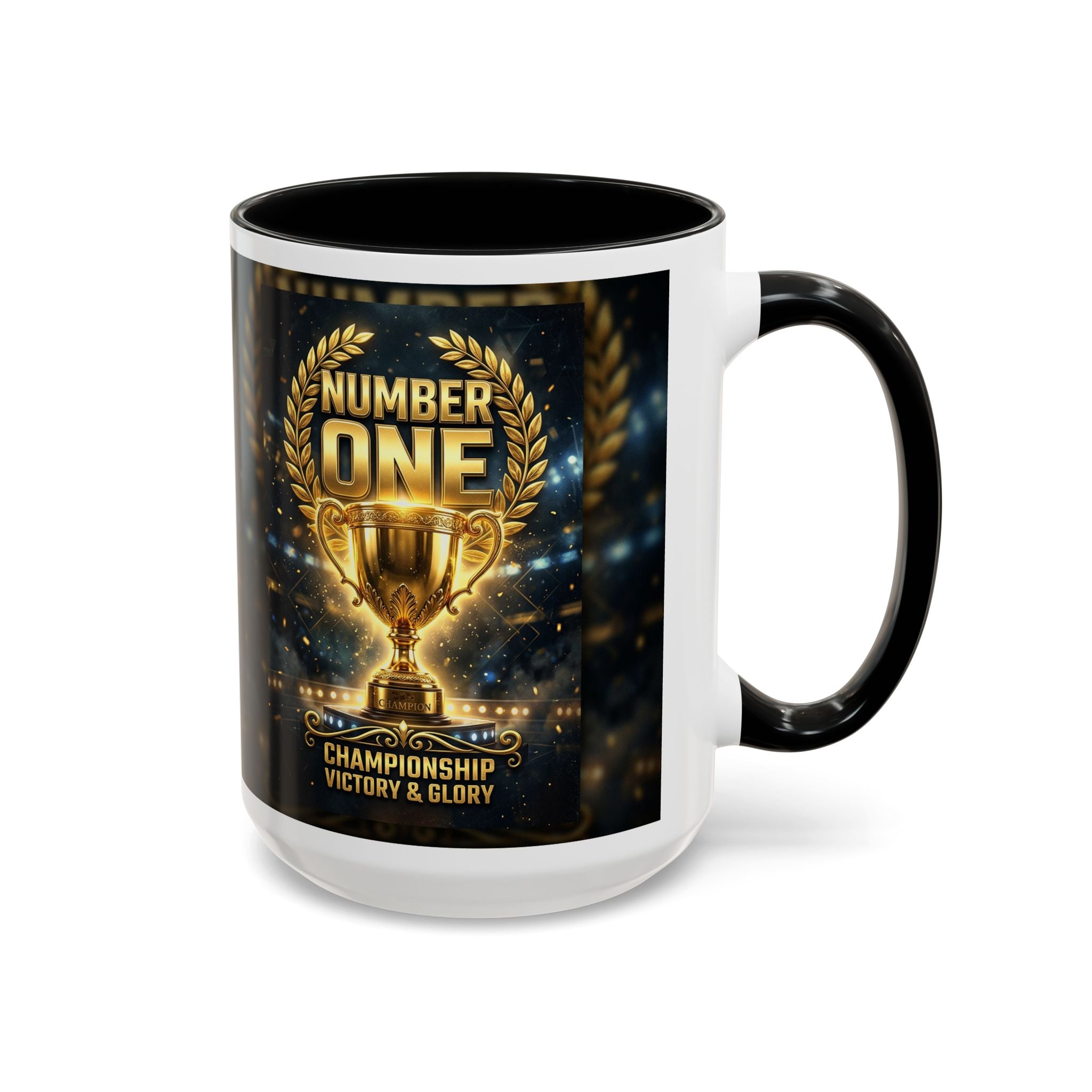 Number One Trophy Coffee Mug — Championship Victory & Glory Accent Mug
