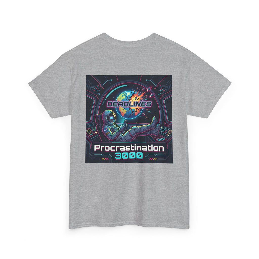 Procrastination 3000 Tee — Retro Futuristic Space Humor T-Shirt