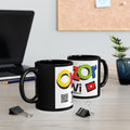 Colorful Logo Black Mug — Bold Branded Obzor TiVi Coffee Cup (11oz, 15oz)
