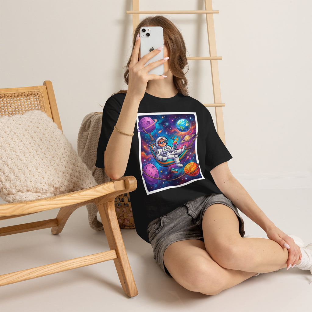 Astronaut Relaxing Tee — Cosmic Hammock Space Shirt