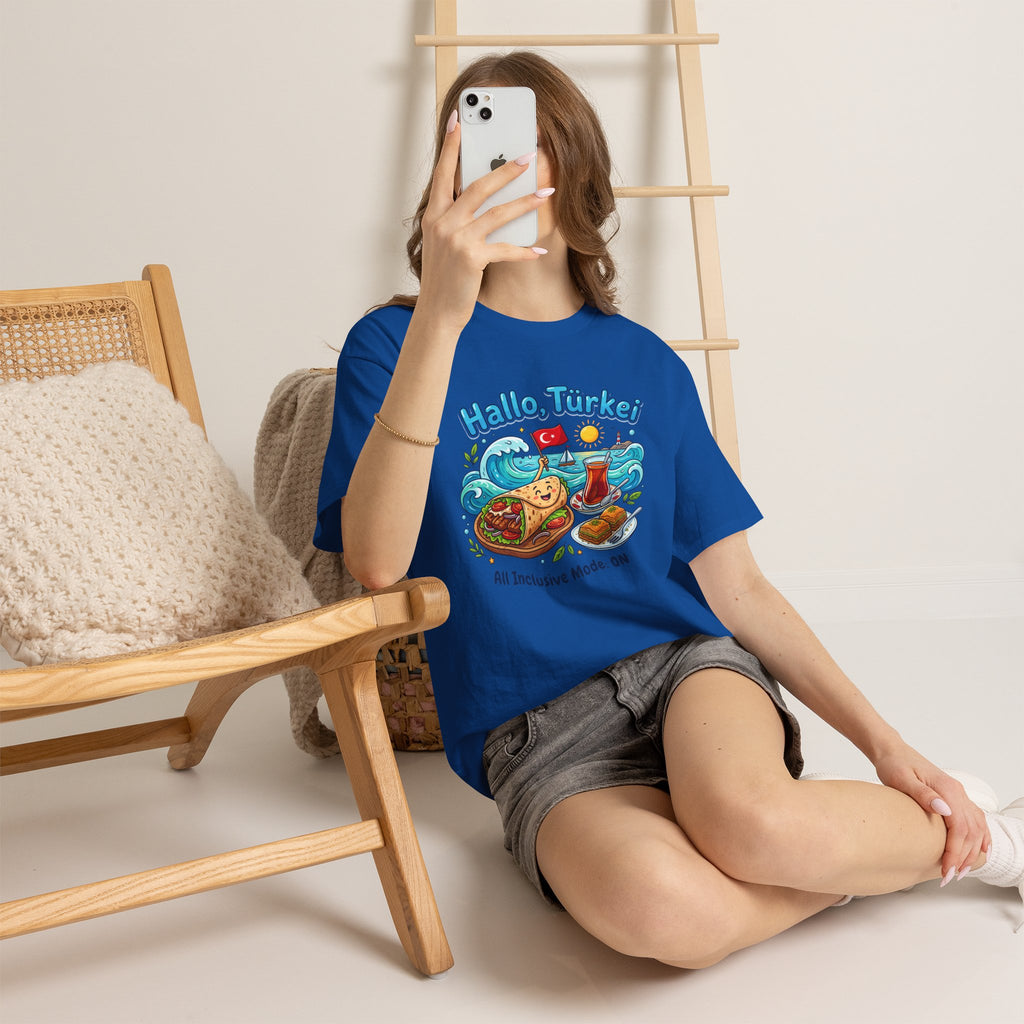 Hallo Türkiye! Turkish Food & Vacation Graphic Tee — "All Inclusive Mode: ON"