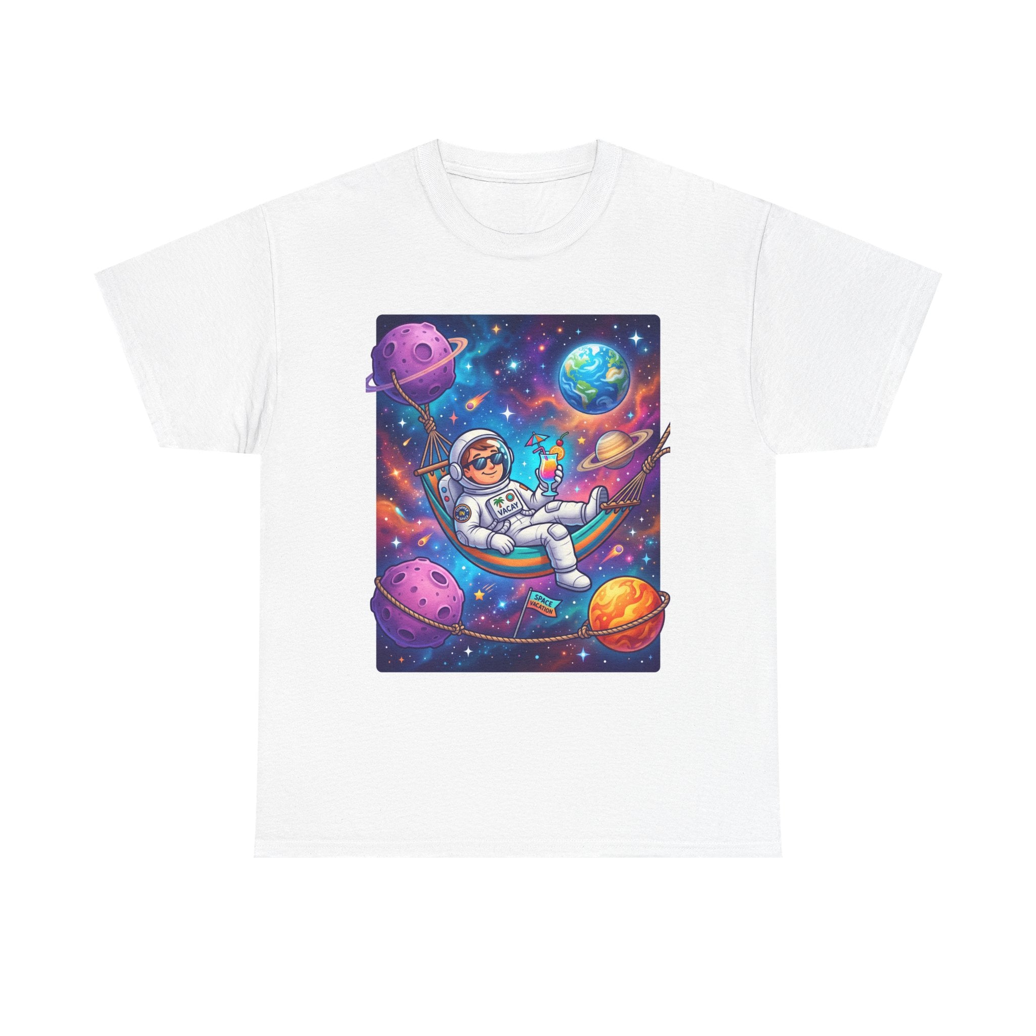 Astronaut Relaxing Tee — Cosmic Hammock Space Shirt