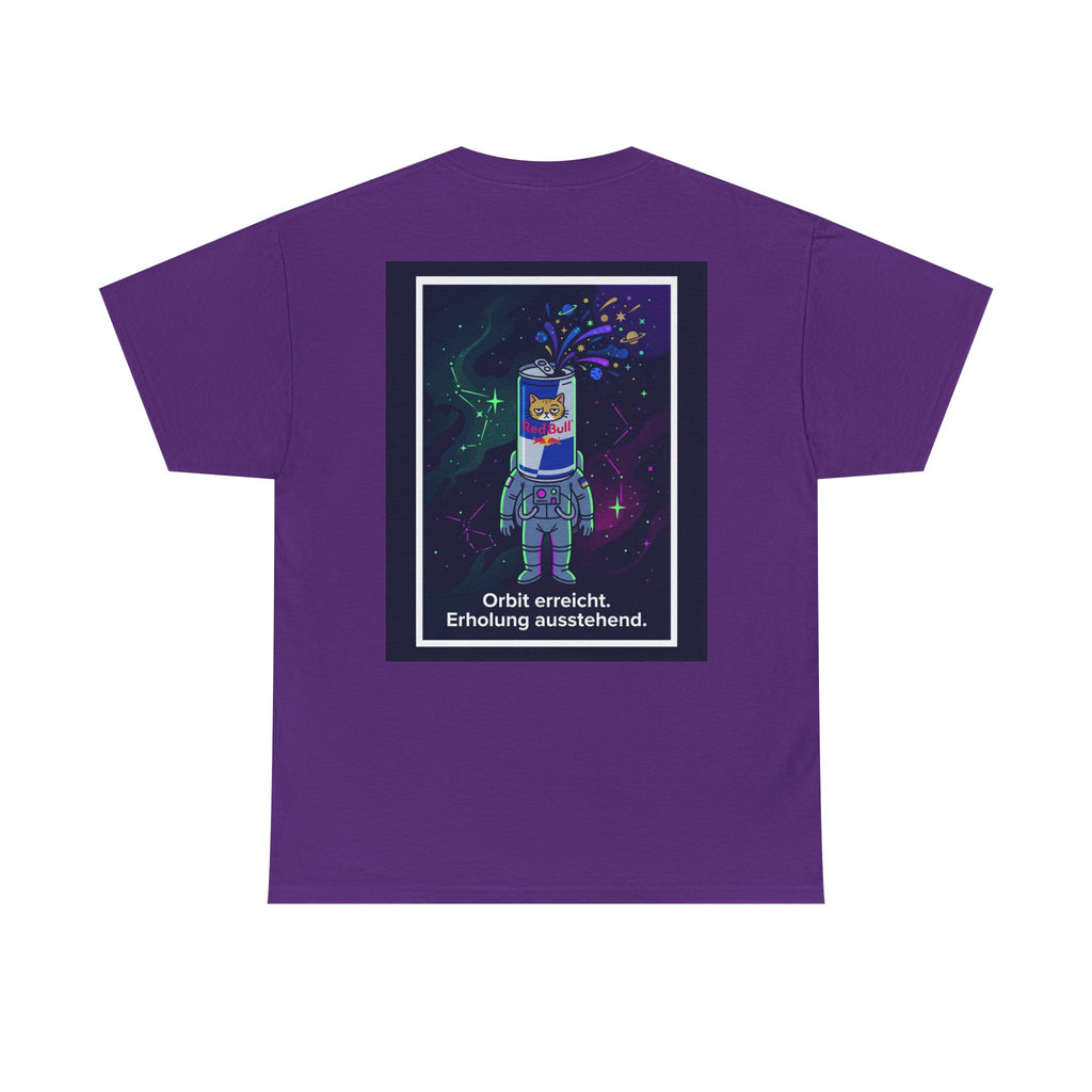 Astronaut Graphic Tee — “Orbit erreicht. Erholung ausstehend.” Neon Space Shirt