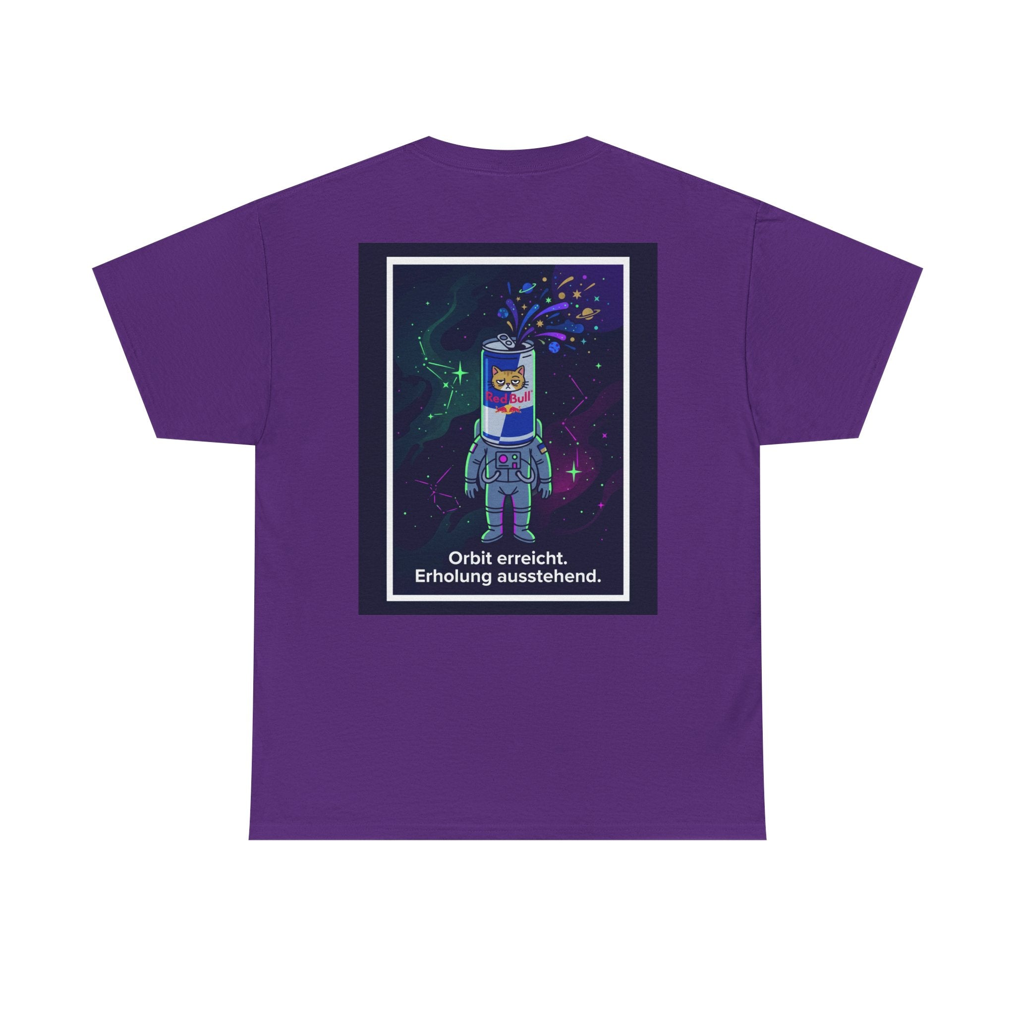 Astronaut Graphic Tee — “Orbit erreicht. Erholung ausstehend.” Neon Space Shirt