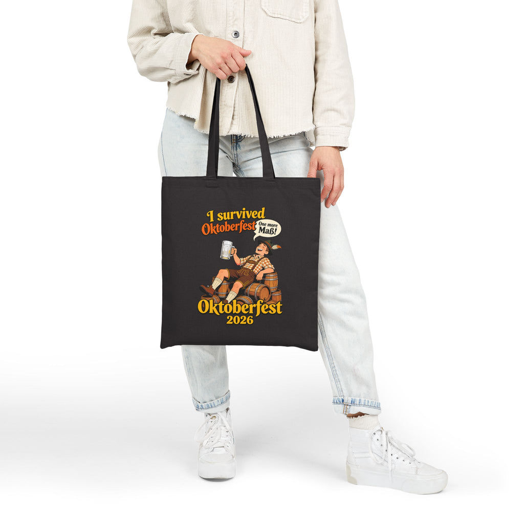 Oktoberfest 2026 Cotton Tote — "I Survived Oktoberfest (Not Me!)" Beer Festival Bag
