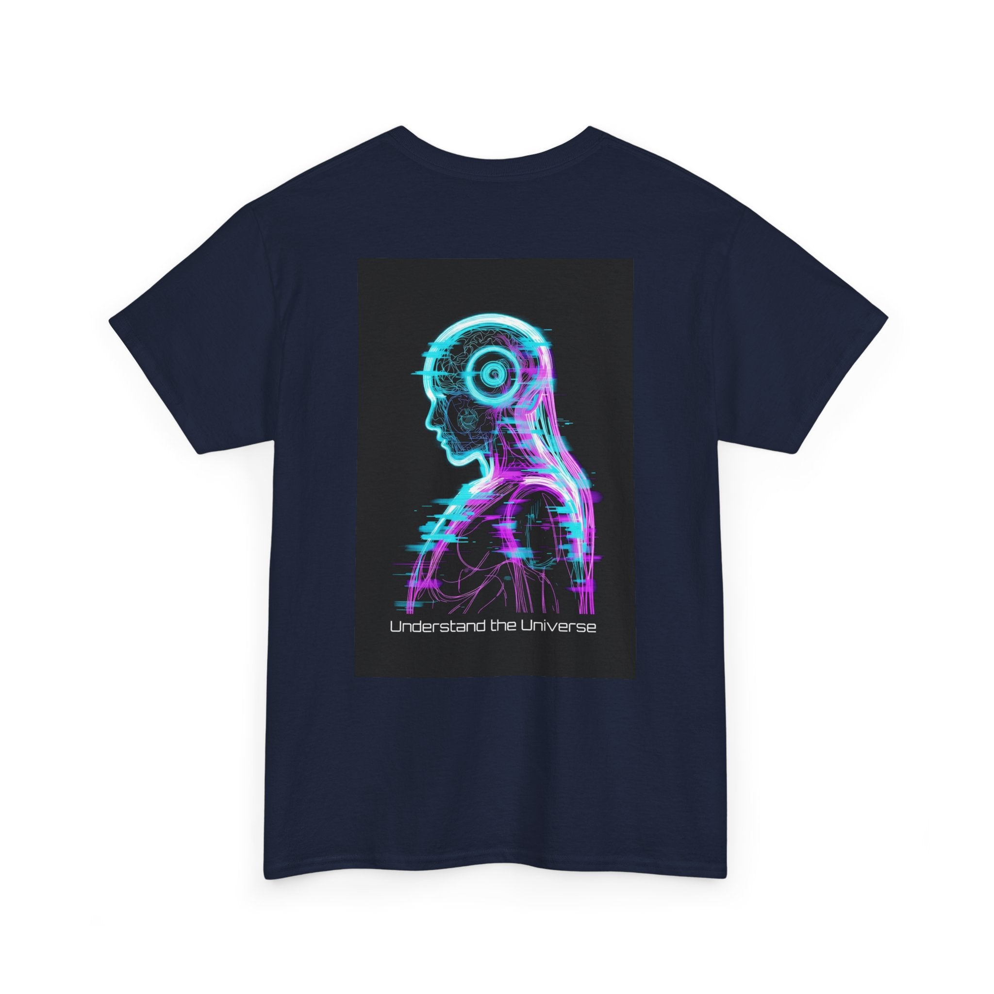 Cyberpunk Android Tee — "I Understand the Universe" Neon Robot Graphic T-Shirt