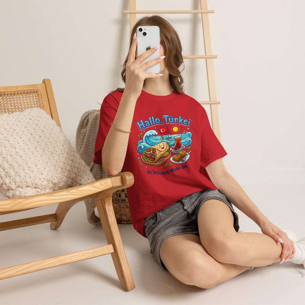 Hallo Türkiye! Turkish Food & Vacation Graphic Tee — "All Inclusive Mode: ON"