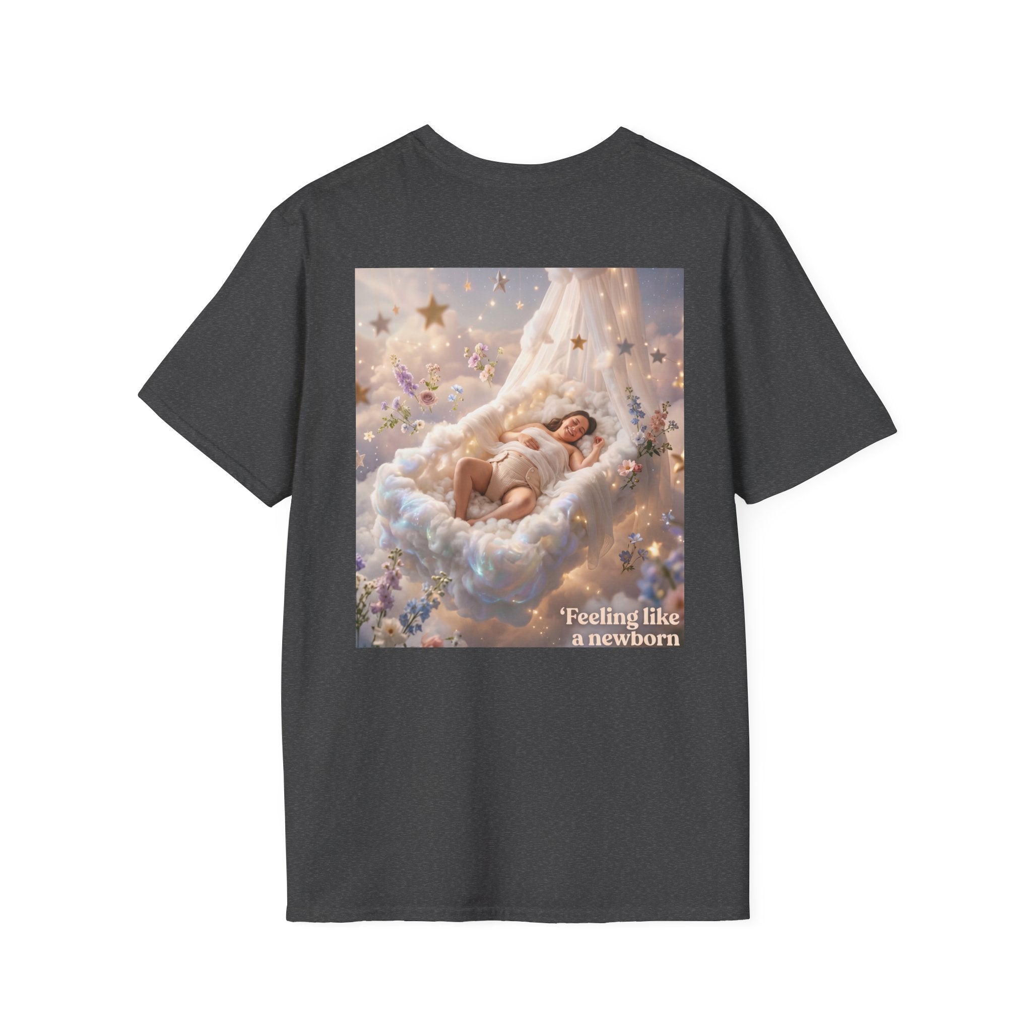 Dreamy Sleeping Angel T-Shirt — 'I Feel Like a Newborn' Cloud Art Tee