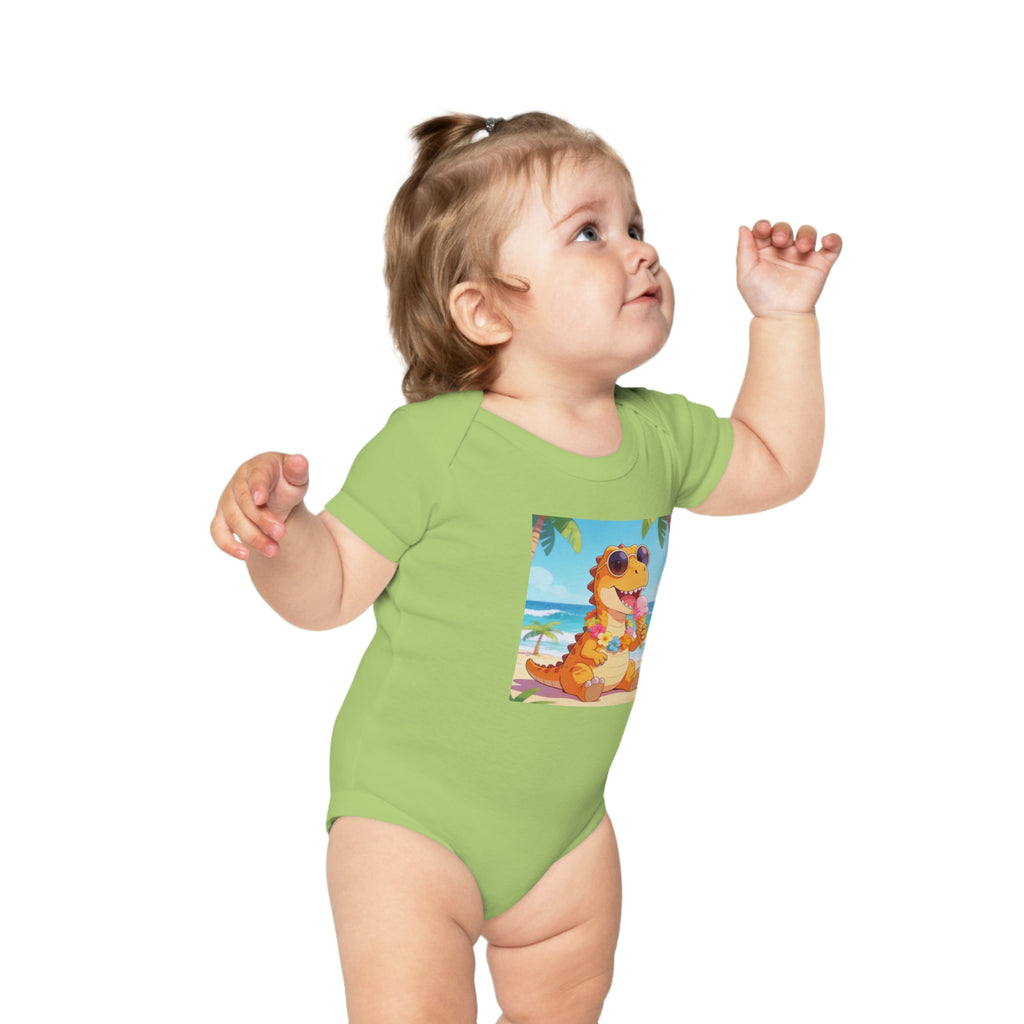 Tropical Dino Baby Bodysuit — Cute Beach Dinosaur Infant One-Piece