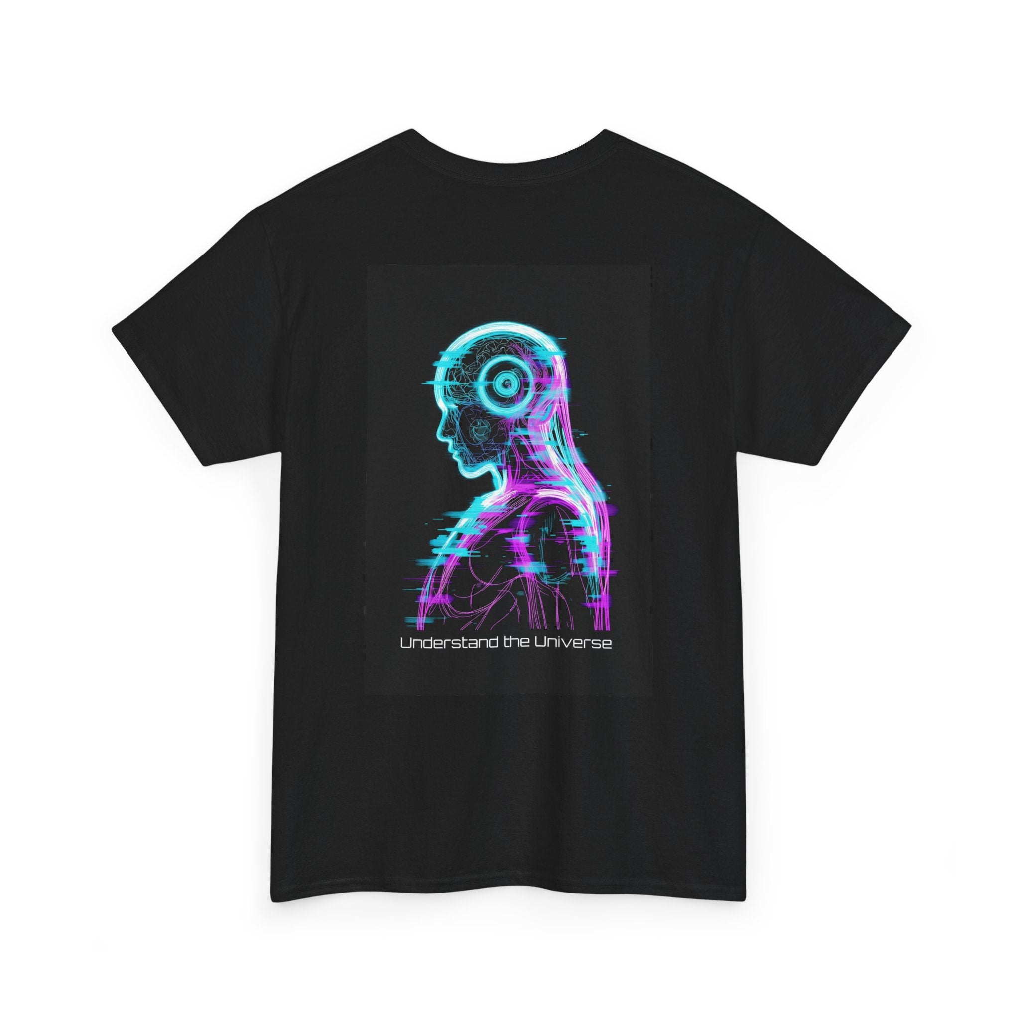 Cyberpunk Android Tee — "I Understand the Universe" Neon Robot Graphic T-Shirt