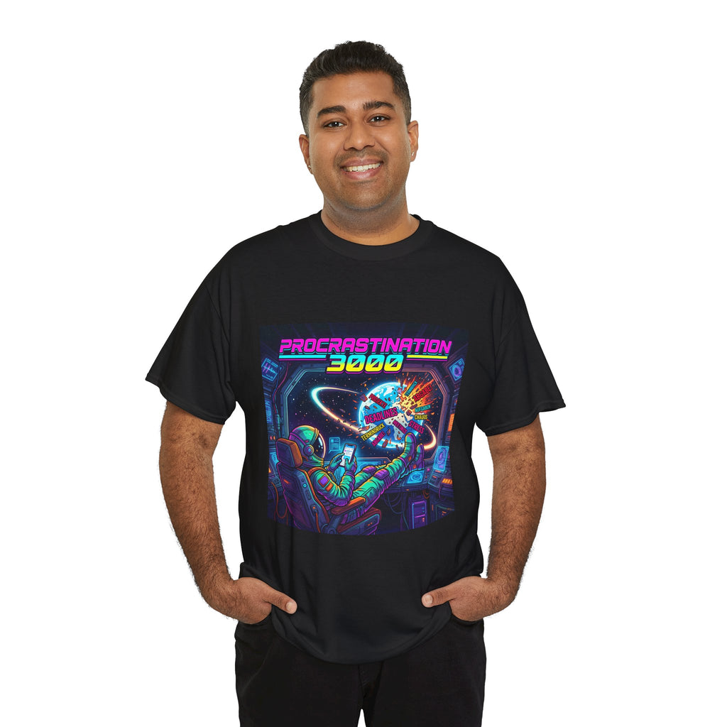 T-Shirt — "Procrastination 3000" Retro Futuristic Space Tee