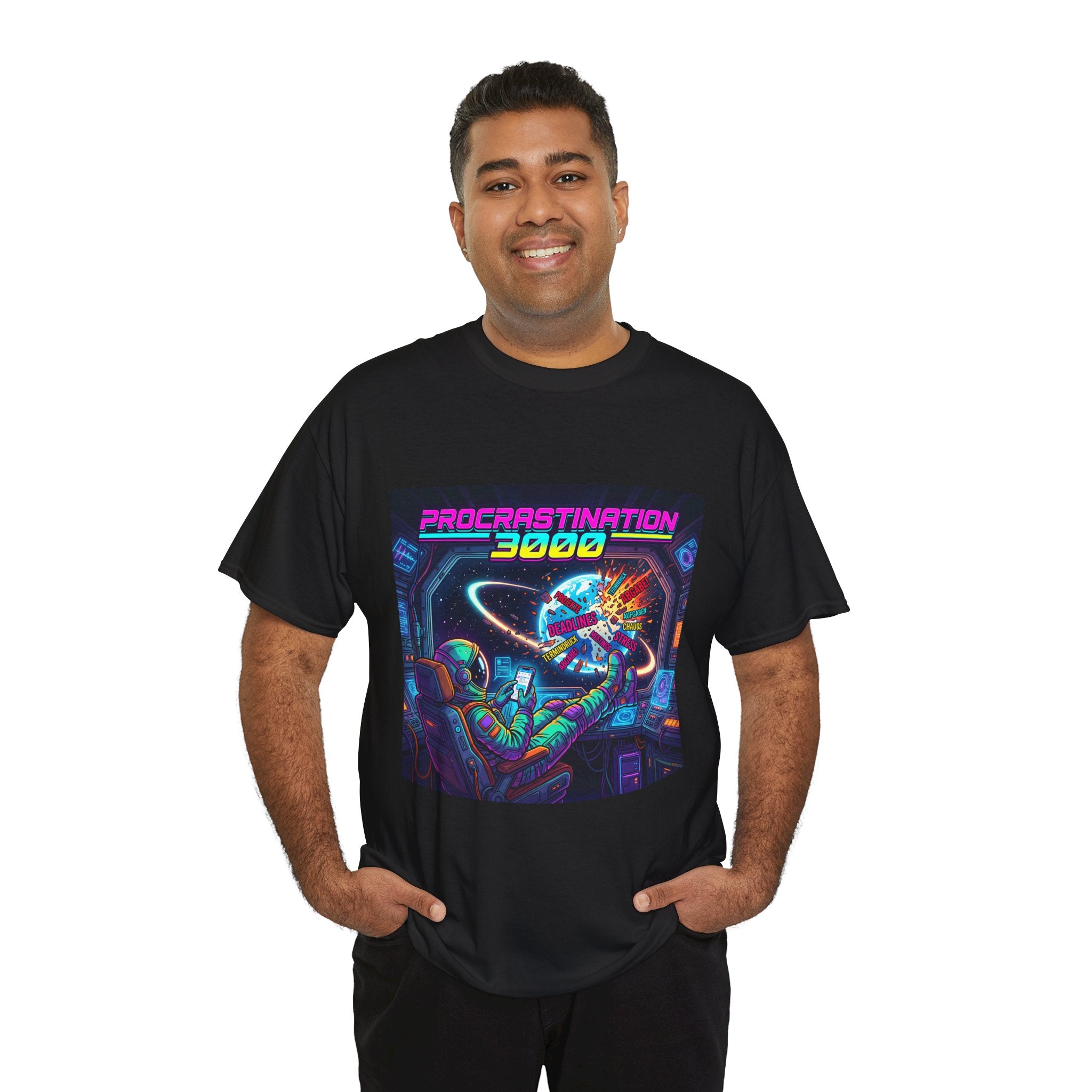 T-Shirt — "Procrastination 3000" Retro Futuristic Space Tee