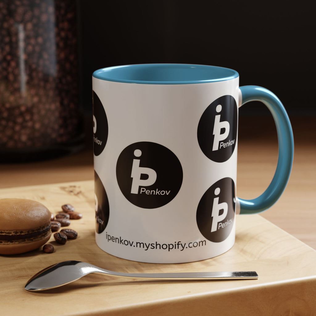 Kaffeetasse mit Logo-Muster-Akzent – IPenkov-Keramiktasse (11/15 oz)