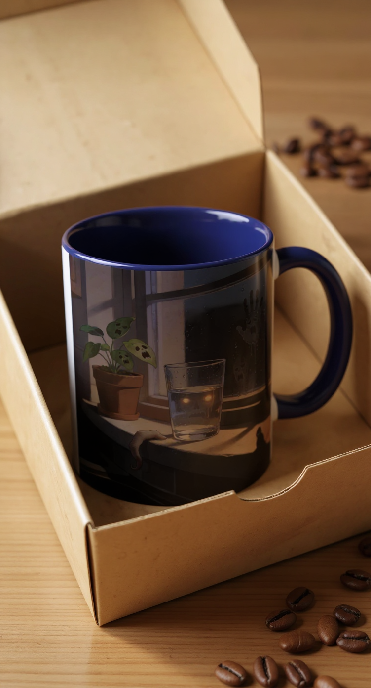 Spooky Window Handprints Mug – Halloween Ceramic Coffee Cup