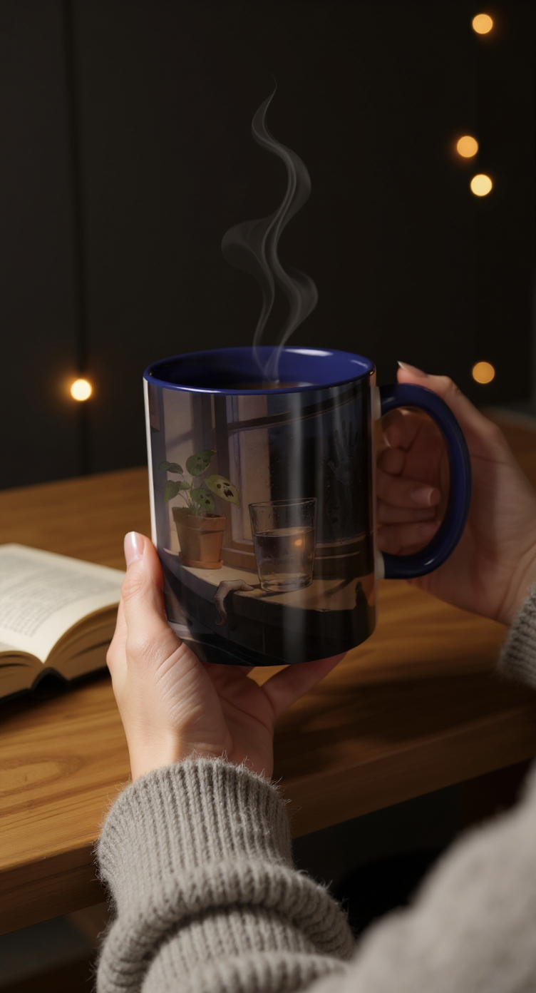 Spooky Window Handprints Mug – Halloween Ceramic Coffee Cup