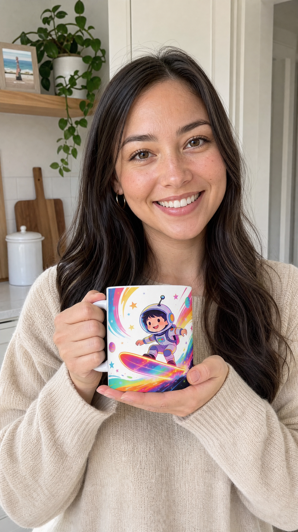 Rainbow Space Astronaut Mug — Cute Kids' Cosmic Coffee Cup (11oz, 15oz)