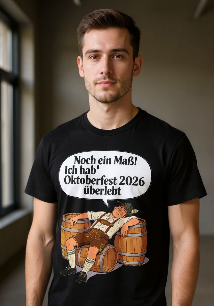 Oktoberfest 2026 T-Shirt – „Noch ein Maß! Ich hab' Oktoberfest 2026 überlebt“ Beer-Festival-Shirt