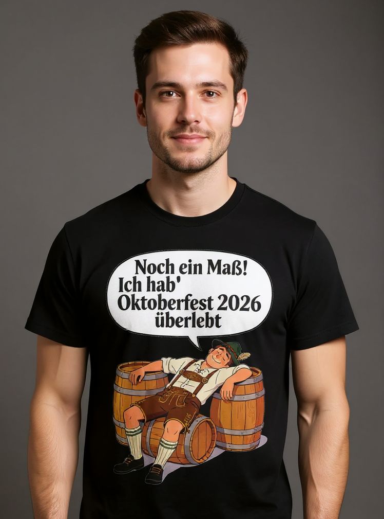 Oktoberfest 2026 T-Shirt – „Noch ein Maß! Ich hab' Oktoberfest 2026 überlebt“ Beer-Festival-Shirt