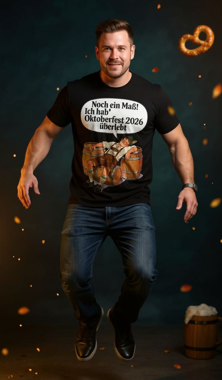Oktoberfest 2026 T-Shirt – „Noch ein Maß! Ich hab' Oktoberfest 2026 überlebt“ Beer-Festival-Shirt