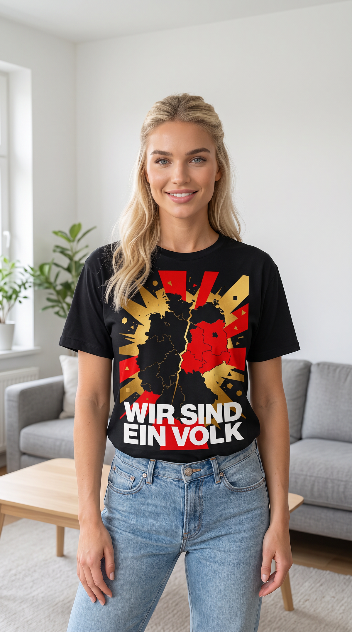 T-Shirt „WIR SIND EIN VOLK“ - Erinnerung, Retro‑Poster‑Style