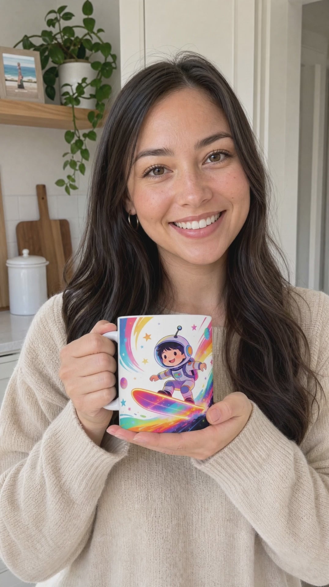 Rainbow Space Astronaut Mug — Cute Kids' Cosmic Coffee Cup (11oz, 15oz)
