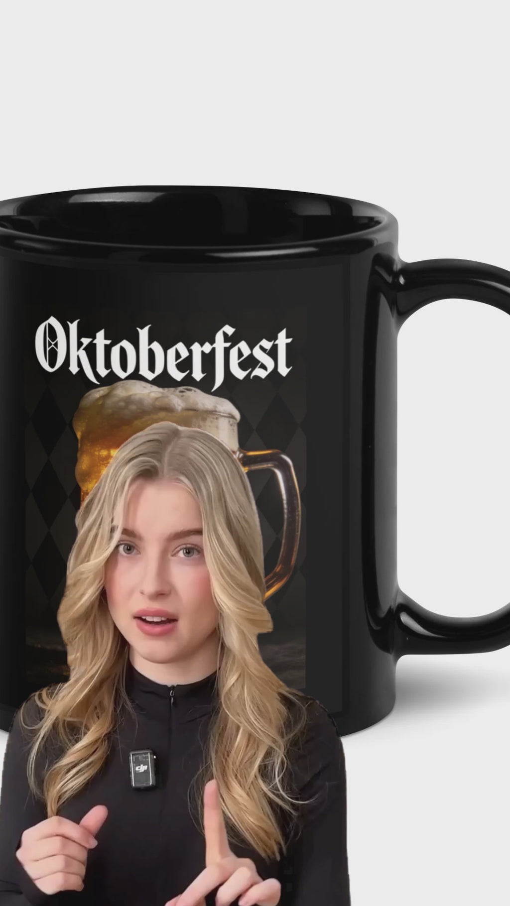 Oktoberfest 2026 Tasse – Schwarze Kaffeetasse mit Biermotiv